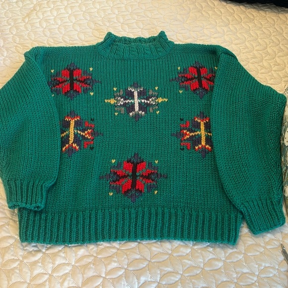 Sugar Co. Ltd. Hand Knit 100% Acrylic Christmas Snowflake Sweater - Picture 1 of 8